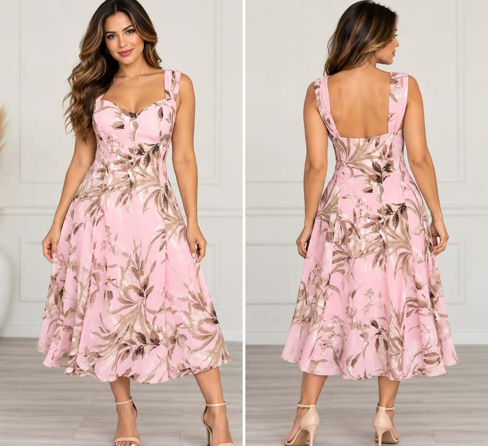 Crossroads Dress Size 10 Pink Floral Chiffon Midi